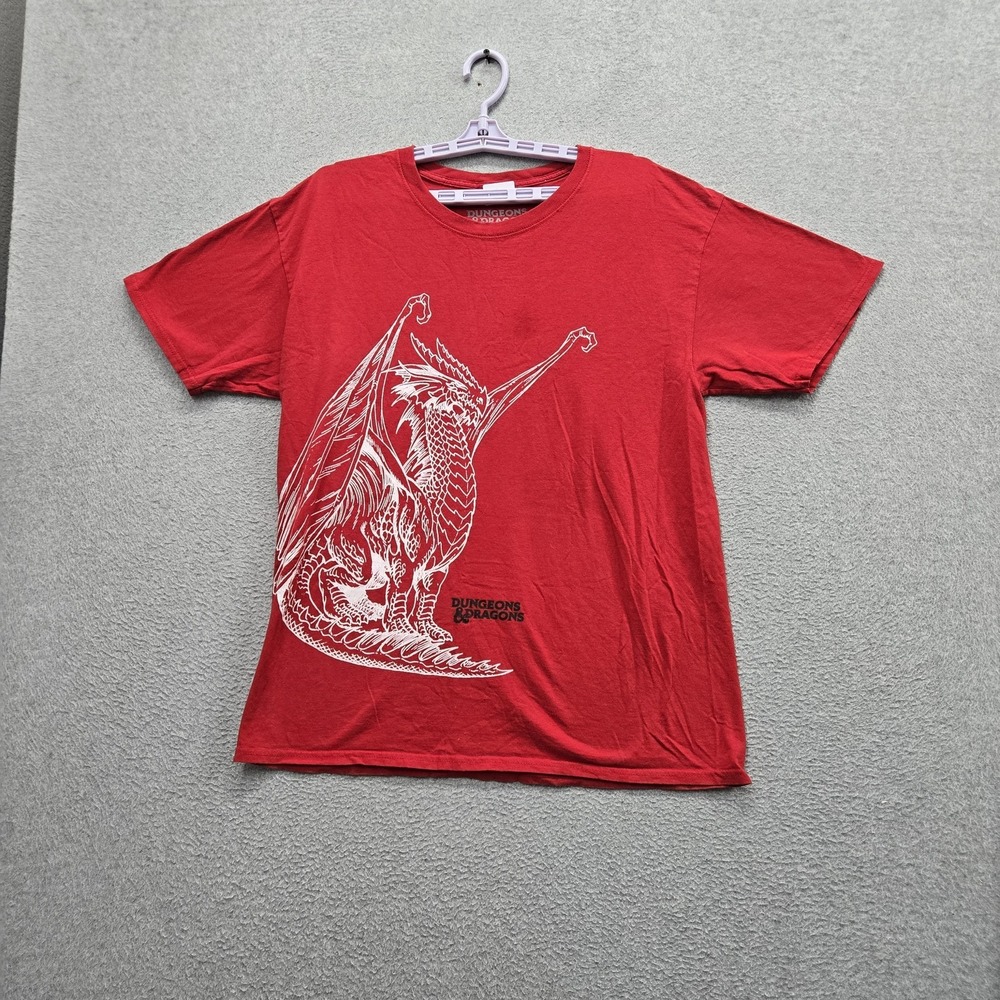 Loot Gaming Men Shirt L Red Graphic Dragon Tee Logo Short Sleeve